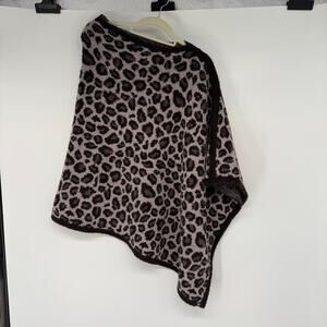 Barefoot Dreams Animal Print Poncho - Black and Cream